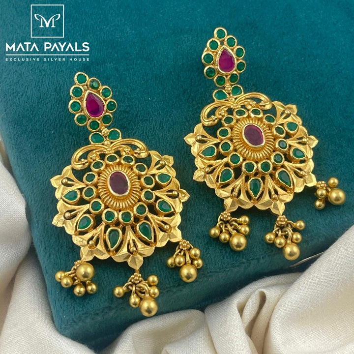 Impressive Green Floral Chandbali