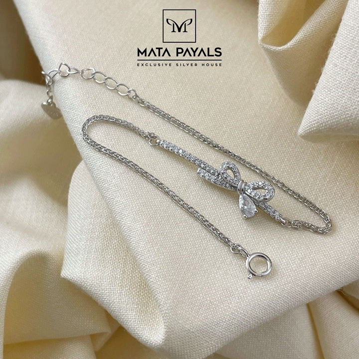 Rhodium Ribbon Bracelet