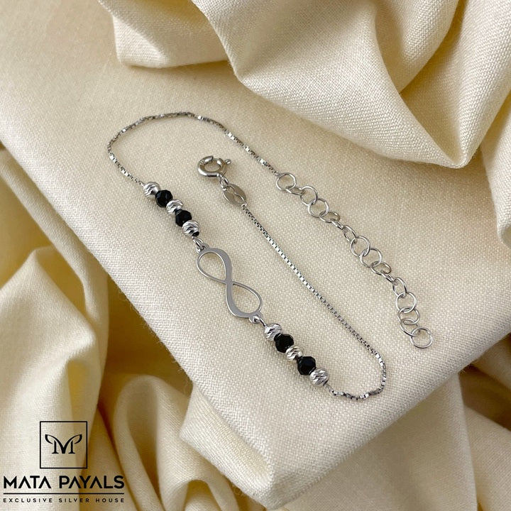 Black Beads Infinity Bracelet