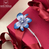 Blue Violet Flower Brooch