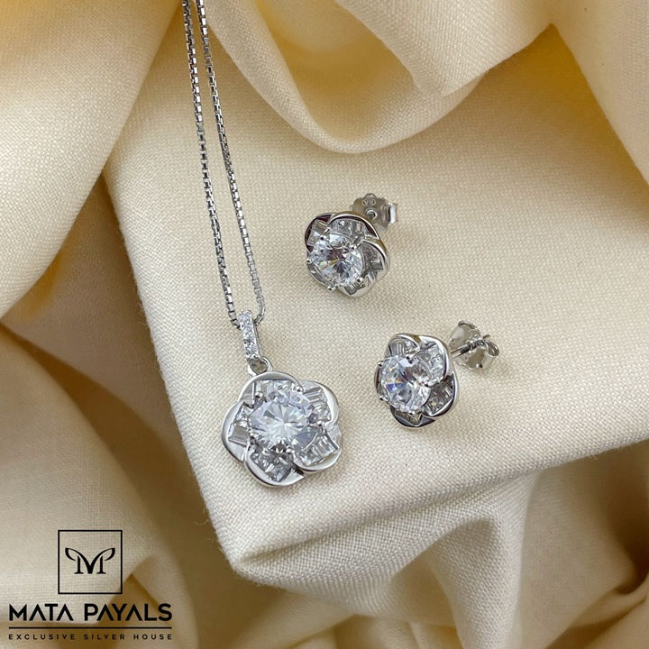 Dazzling Zircon Pendant Set