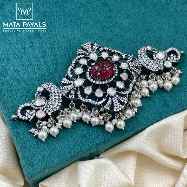 Pleasant Symmetric Peacock Oxidised Choker