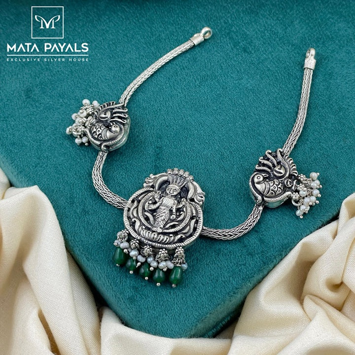 Oxidised Nakshi Devi Lakshmi Peacock Choker