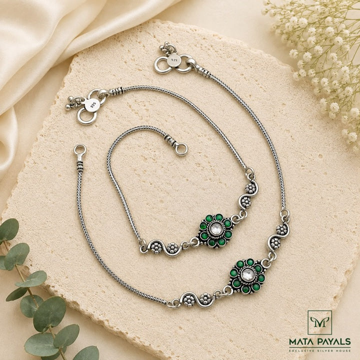 Floral Kundan Anklet