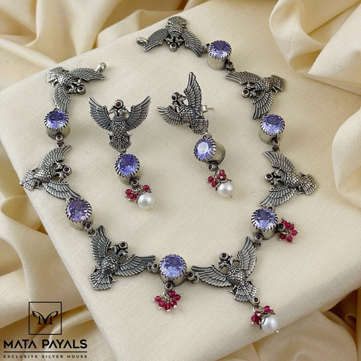 Photogenic Grand Gandaberunda Oxidised necklace