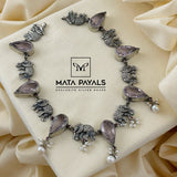 Dignified Oxidised Elephant Necklace