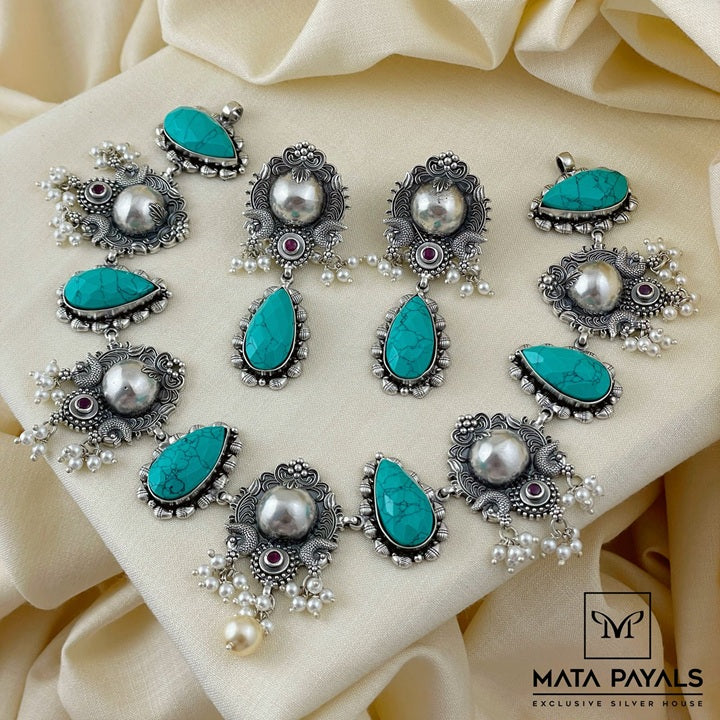 Graceful Magnificent Oxidised Necklace