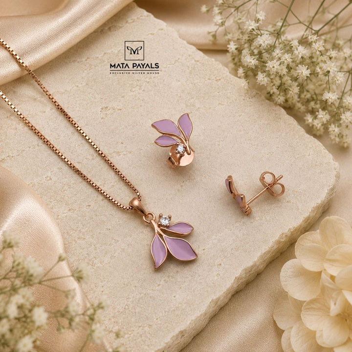 Rose Gold Enamel Pendant Set