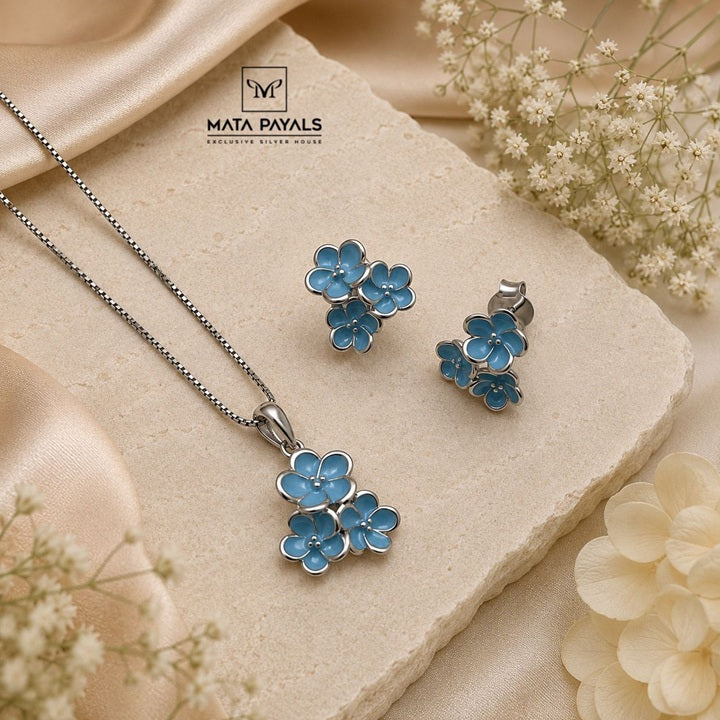 Enamel Blue Pendant Set
