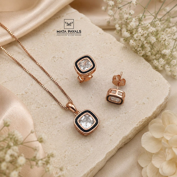 Trendy Rose Gold Pendant Set