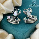 Semi Precious Oxidised Stud