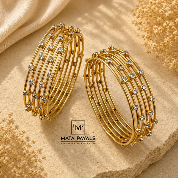 Gold Plated Cut Stone Bangle