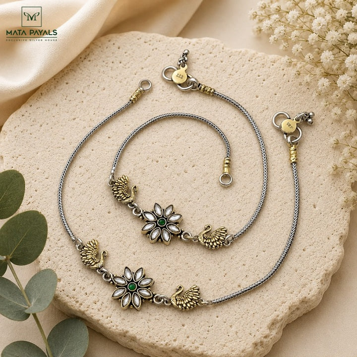 Excellent Mayura Kundan Anklet