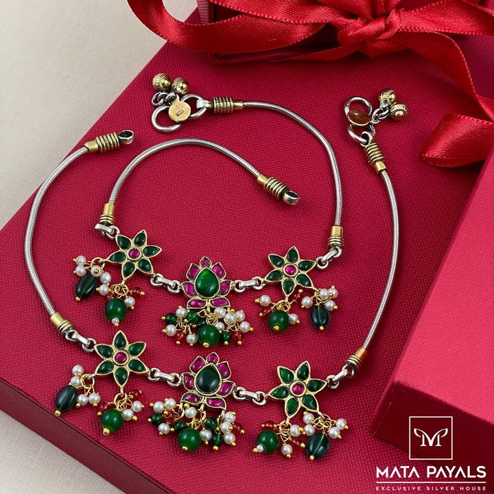 Kundan Lotus Anklet