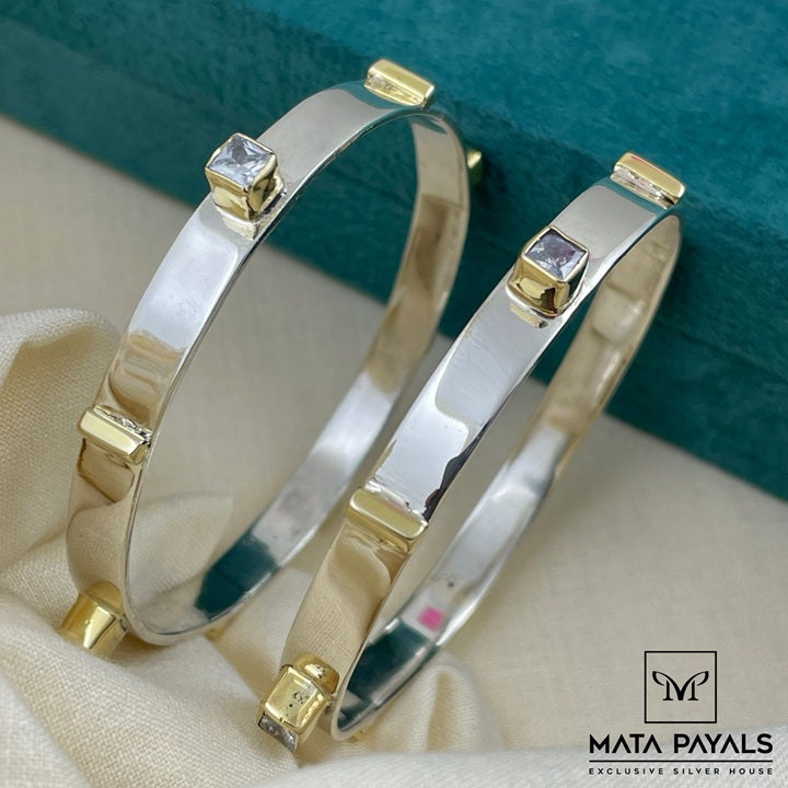 White Stone Dual Tone Bangle