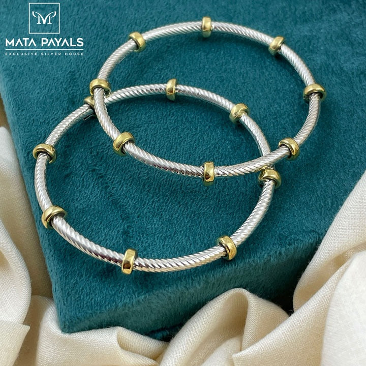 Unique Silver Dual Tone Bangle