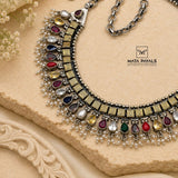 Dual Tone Navarathna Necklace