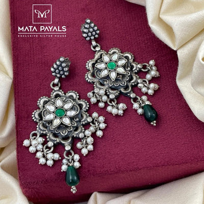 Oxidised Kundan Chandbali