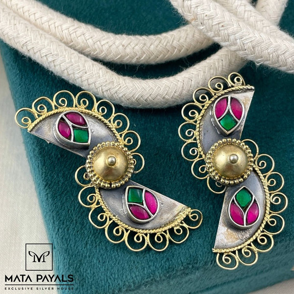 Dual Tone Kundan Stud