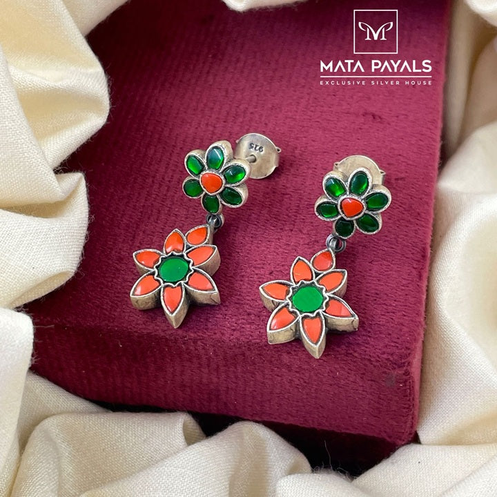 Oxidised Kundan Earring