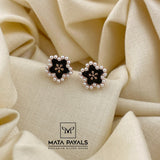 Black Enamel Rose Gold Stud
