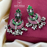 Oxidised Kundan Chandbali