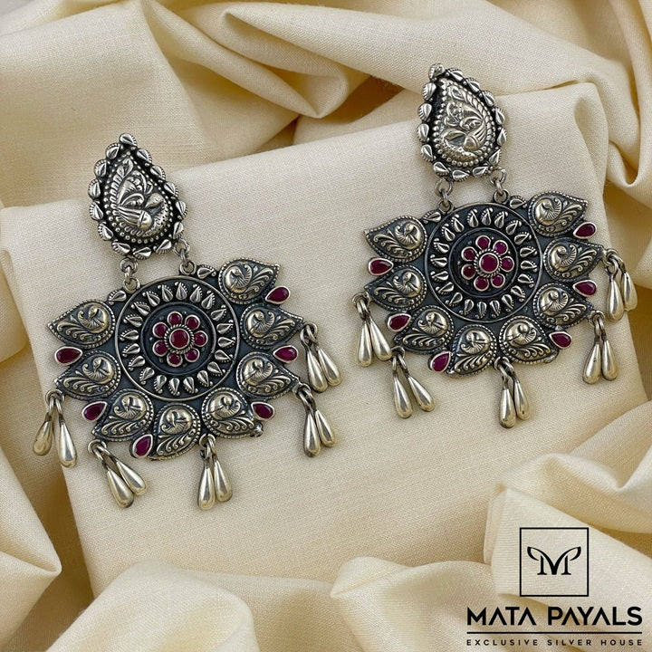 Unique Cut Stone Earring