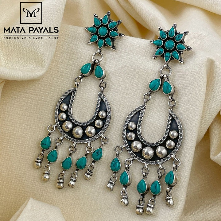 Fashionable Turquoise Chandbali