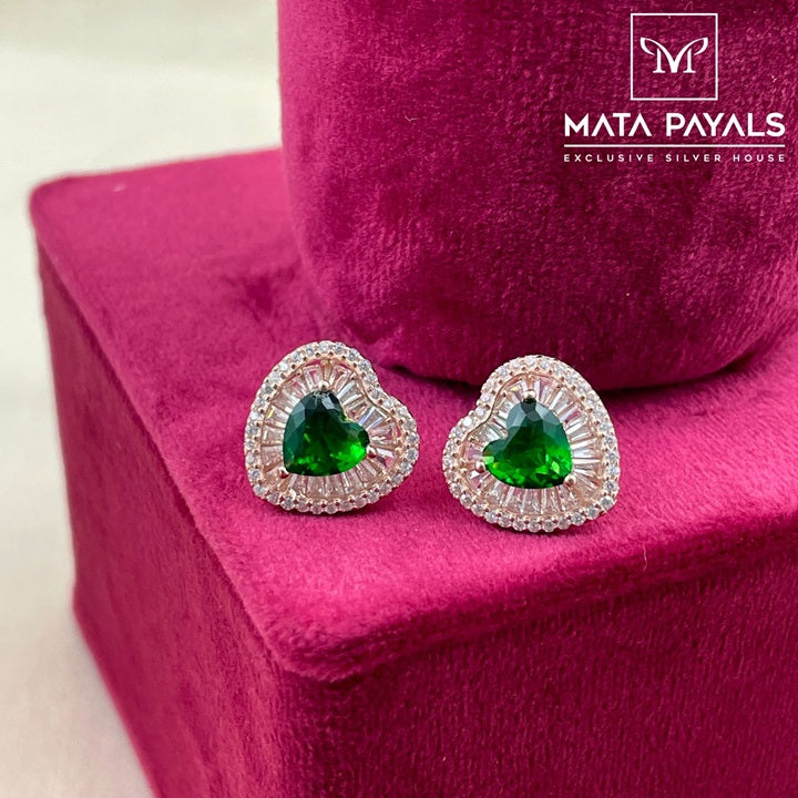Rose Gold Green Stud