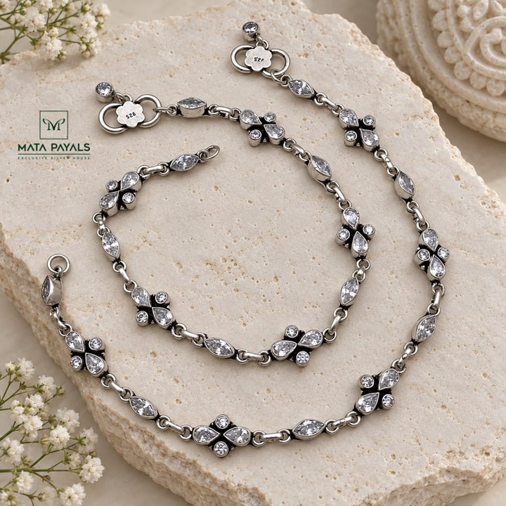 Shiny White Stone Anklet