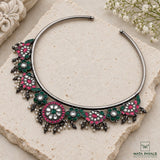 Incomprehensible Silver Oxidised Choker Necklace
