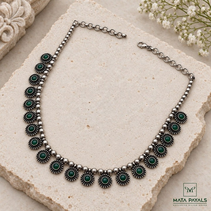 Radiant Green Oxidised Necklace