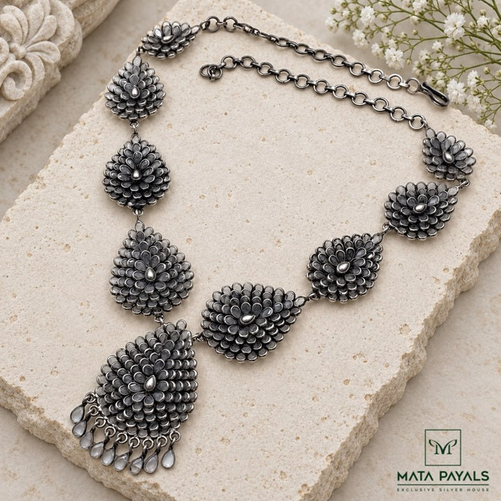 Oxidised Polki Necklace