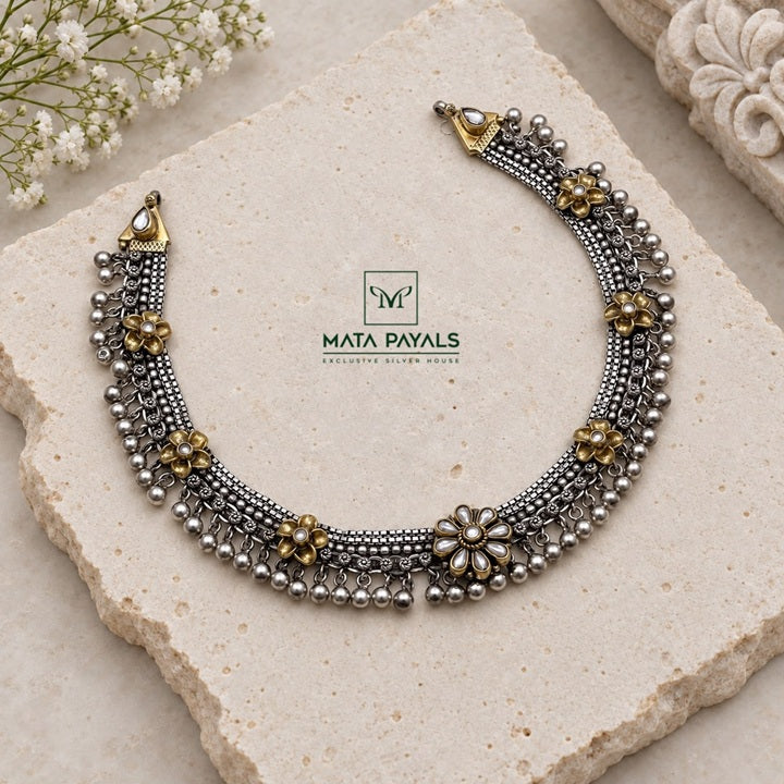 Dual Tone Floral Necklace