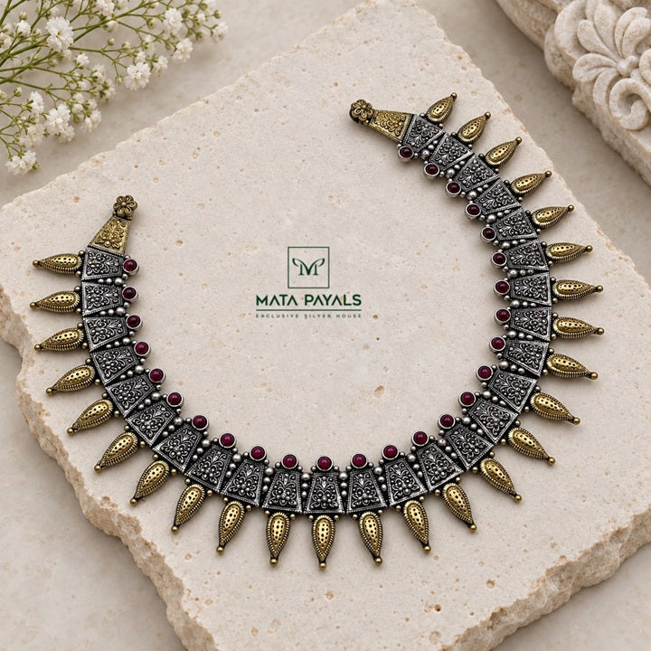 Dual Tone Temple Necklace