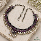 Cultured Oxidised Silver Necklace