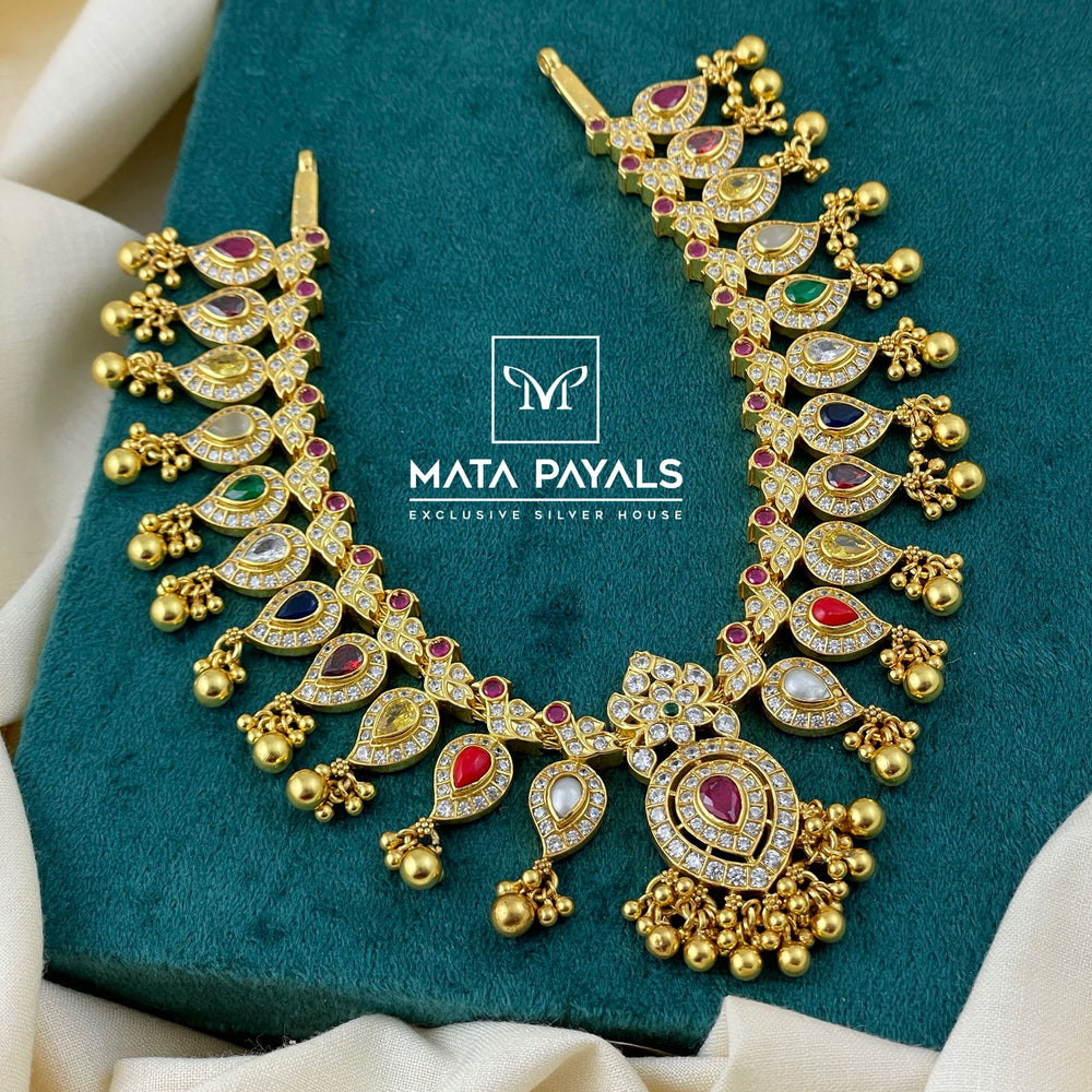 Gold Plated Navarathna Necklace
