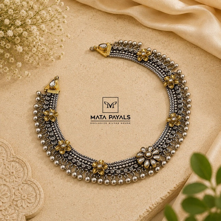 Dual Tone Floral Necklace