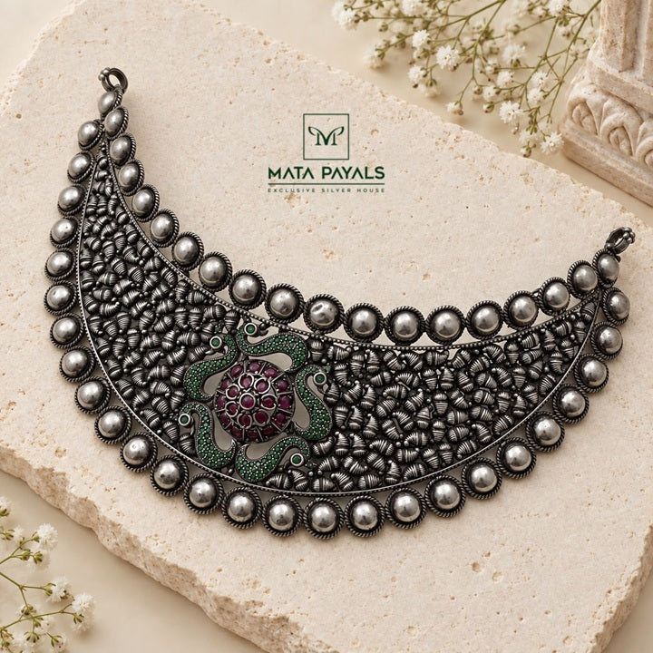 Radiant Oxidised Mayur Choker