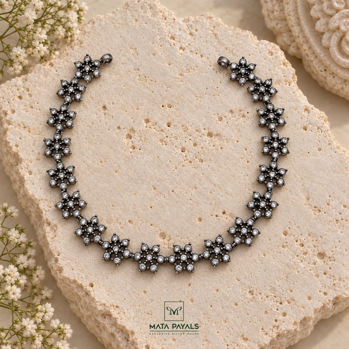 Zircon Floral Oxidised Necklace