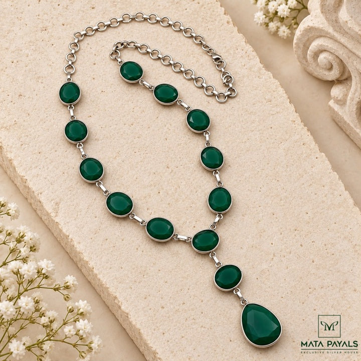 Greeny Unique Silver Necklace