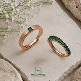 Fancy Green Couple Ring