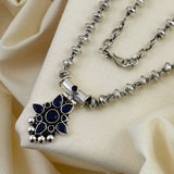Navy Blue Oxidised Necklace