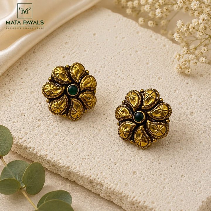 Floral Gold Polish Stud
