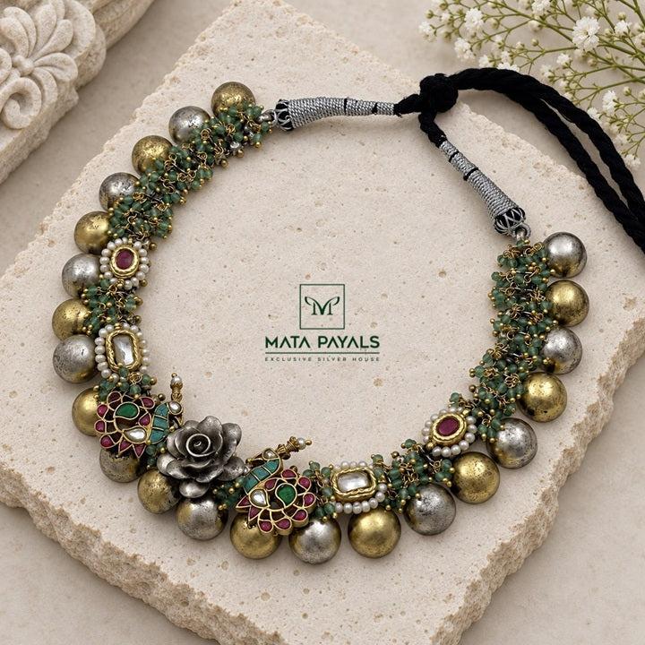 Royal Rose Dual Tone Necklace