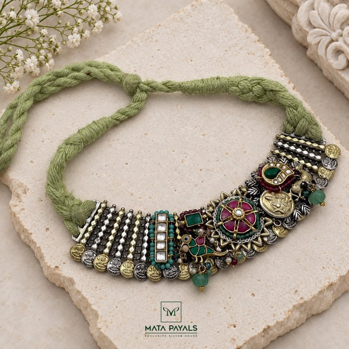 Unusual Kasu Dual Tone Necklace