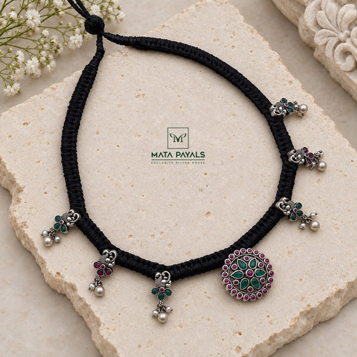 Floral Peacock Oxidised Choker