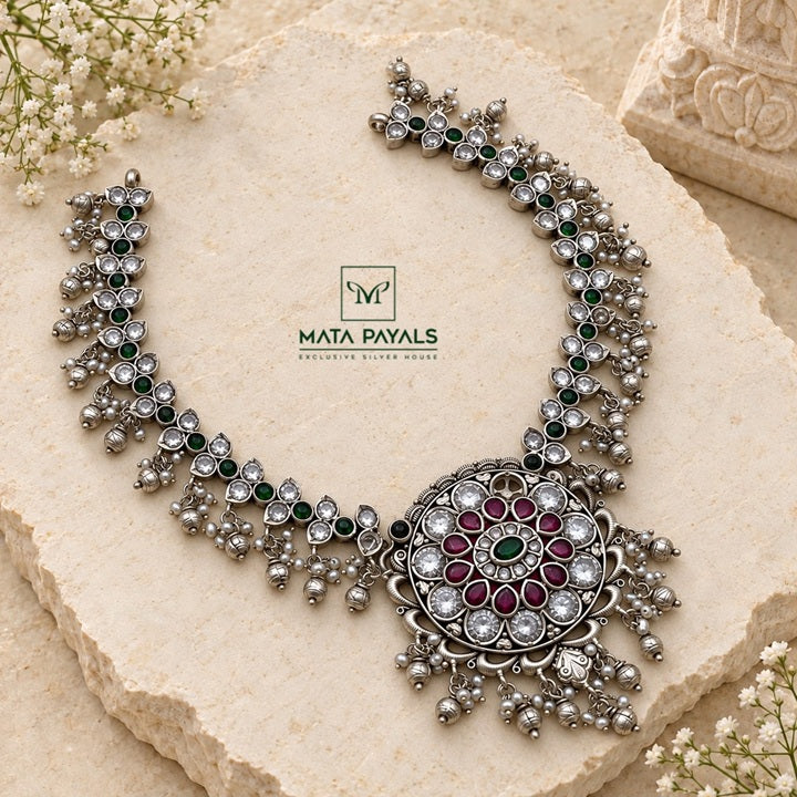 Dignified Oxidised Elephant Necklace