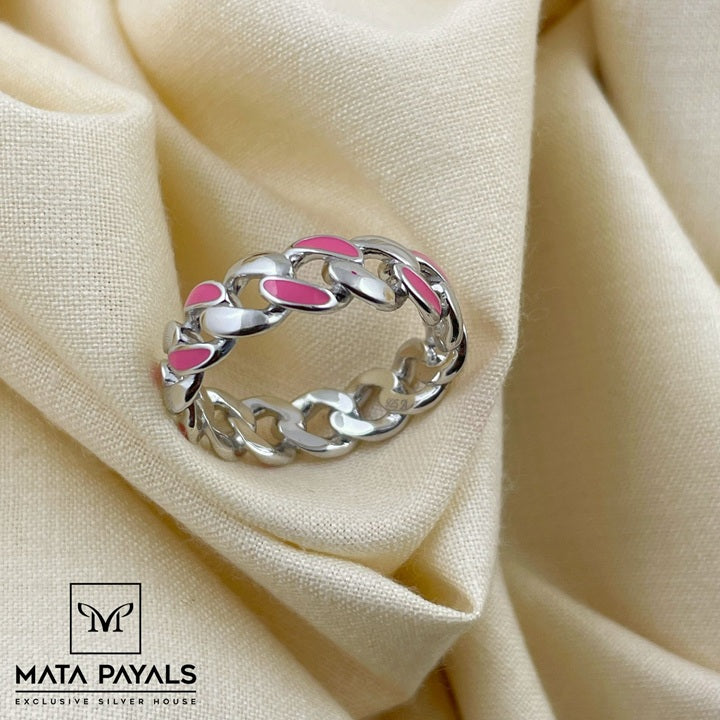 Enamel Rhodium Finger Ring