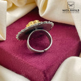 Dual Tone Floral Finger Ring